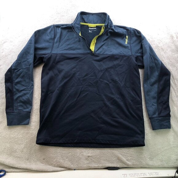 Reebok Mens Jackets Large 1/4 Zip Pullover Fleece Athleisure Activewear Navy - Picture 12 of 13